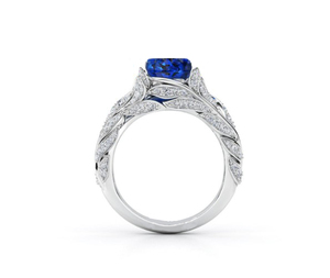Glamorous 925 Sterling Silver Big Blue Gemstone <b>Ring</b> Sparkling <b>CZ</b> Side Detail Women Party Wear <b>Ring</b> - Product Image 3