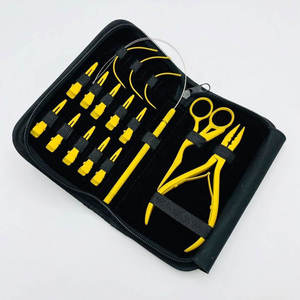 Professional Complete Hair Extension <b>Tools</b> <b>Kit</b> Flat Crimping Beads Removal Plier Hook Loop <b>Tool</b> <b>Mini</b> Scissor Curved Needle - Product Image 4