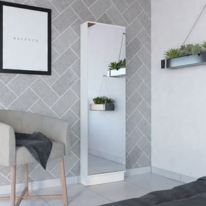 Scarpiera Alta Rettangolare Bianca Cassidy con Specchio - Elegante Design Portascarpe - Product Image 1