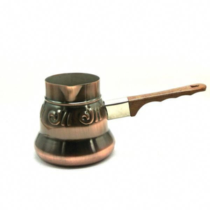 Traditional Hand-Engraved Copper Turkish Coffee Pot Cezve Ibrik Authentic Arabic Greek Coffee <b>Maker</b> with Wooden Handle Stovetop - Product Image 5