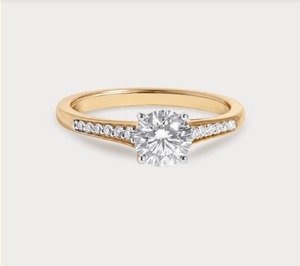 Anillo de Compromiso Solitario con Diamante Cultivado en Laboratorio de 3.50 Quilates, Corte Brillante Redondo, Oro Amarillo Sólido de 14K, Banda Pavé, Joyería al por Mayor OEM - Product Image 1