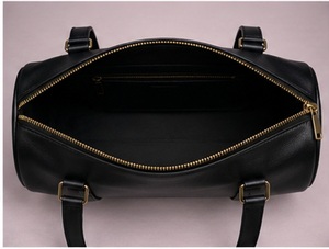 Sac à main cylindrique de luxe vintage pour femme en cuir véritable avec fermeture éclair, sac fourre-tout tendance Boston, sac à bandoulière, vente en gros OEM ODM - Product Image 3