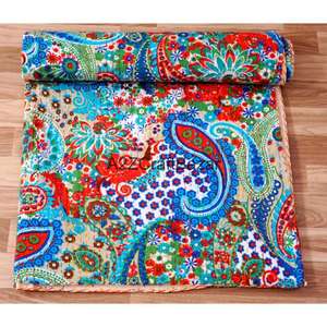 Juego de Edredón de Algodón Orgánico Estampado a Mano, Diseño Tradicional de Lujo, Estilo Kantha Vintage, Transpirable, Ecológico, para Todas las Estaciones - Product Image 4