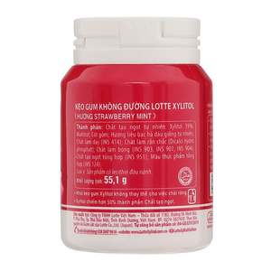 Lotte Xylitol Strawberry <b>Mint</b> Chewing Gum 55.1g <b>Sugar</b> <b>Free</b> in Box with Fruity Flavor - Product Image 3