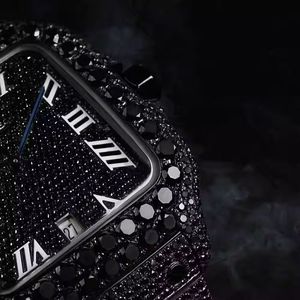 Reloj con Movimiento ETA, Diamante Moissanite, Corte Brillante Redondo, VS1, Lujoso y Clásico, 41 mm, Esfera Negra, Acero Inoxidable, Analógico - Product Image 1