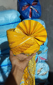 Turban de marié Safa jaune doré royal pré-noué, coiffe de mariage traditionnelle indienne Barati, vente en gros OEM - Product Image 3