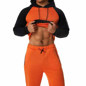 Conjunto Deportivo Personalizado para Hombre, Dos Piezas, Felpa, con Sudadera Ajustada, Estampado Naranja y Negro, Traje Deportivo de Invierno, Venta al Por Mayor - Product Image 6