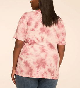 T-shirts décontractés pour femmes, best-sellers, avec logo personnalisé, imprimés tie-dye, col en V, grandes tailles, 100 % coton, 180 GSM, OEM - Product Image 4