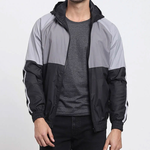 Custom Logo <b>Reflective</b> Print <b>Running</b> <b>Jacket</b> Men's waterproof Shell Hooded <b>Jacket</b> Coat Nylon Windbreaker Zip <b>Jacket</b> for Men - Product Image 1