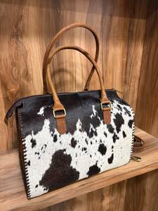 Handmade Genuine Hair On Cowhide Leather Boston Tote Bag | Western Leather Shoulder Handbag for Women - Product Image 5