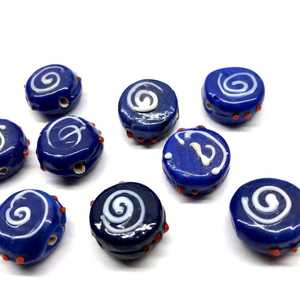 Handcrafted Lampwork Glass <b>Beads</b> Wholesale Blue Swirl Marbled Amber Brown <b>Loose</b> <b>Beads</b> for DIY Jewelry Craft - Product Image 3