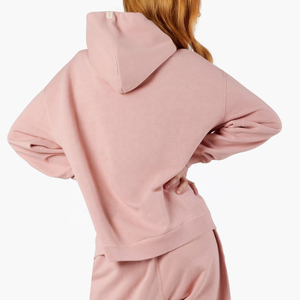 Women's <b>Pink</b> Oversized Hooded Sweatshirt Pullover With Front Pocket Casual Autumn Wear Fleece Material Regular Length - Product Image 5