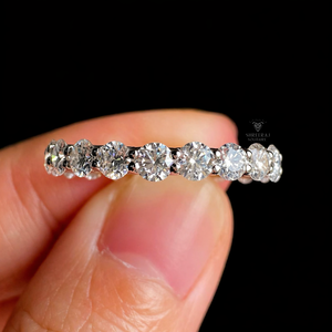 High Quality 14K White Gold Platinum Plated Cut 2MM/3MM/4MM/5MM Small Lab Grown Diamond VVS1 IGI Certified Half Eternity <b>Ring</b> - Product Image 2