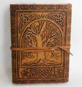 Embossed Tree of Life <b>Leather</b> Journal | Refillable Writing Notebook with Wrap Closure | Blank <b>Diary</b> for Travel, Sketching & Gift - Product Image 2