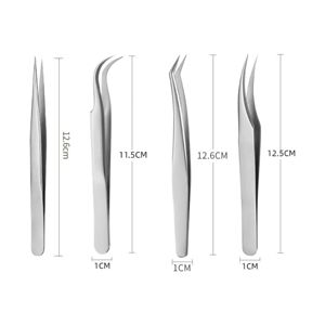 Pinzas para Extensión de Pestañas de Acero Inoxidable con Punta Curva y Acabado Rayado, Herramienta Duradera para Uso en Salón y en Casa - Product Image 2