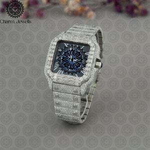 Montre de Luxe Charm Jewells en Acier Inoxydable, Boîtier 40mm, Verre Mécanique Lumineux, Style Hip Hop Élégant, Bracelet Unisexe 20mm, Étanchéité 10 Bar - Product Image 1