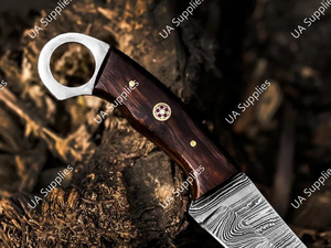มีดแค้มปิ้งใบตายเหล็กดามัสกัส ดีไซน์ใหม่ปี 2026 ด้ามไม้พะยูงธรรมชาติ OEM 58 HRC คมกริบ พร้อมปลอก - Product Image 6