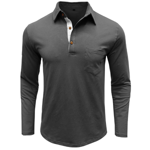 Polo de manga larga para hombre, cuello solapa, estampado de letras, moda otoño-invierno, venta al por mayor - Product Image 3