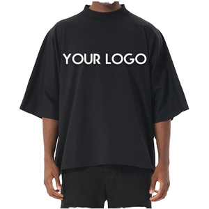 เสื้อยืดแขนทรงปีกค้างคาวโอเวอร์ไซส์สำหรับผู้ชาย สีดำ ผ้าคอตตอนเจอร์ซีย์ คอกลม สไตล์สตรีท พิมพ์ลายด้านหลัง ระบายอากาศได้ดี สีพื้น - Product Image 4