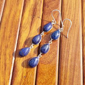 Natural Lapis Lazuli Bohemian Drop <b>Earrings</b> Handmade <b>Silver</b> Plated Brass Blue Gemstone <b>Dangle</b> <b>Earrings</b> High Quality Unique - Product Image 6
