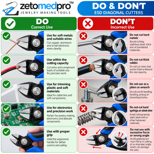 Alicates de Corte Diagonal ESD para Joyería, Electrónica y Corte Preciso de Alambres, Múltiples Diseños de Mordazas, ZetomedPro - Product Image 4