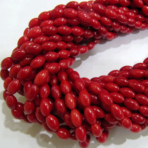 Beautiful Red Coral Barrel <b>Drum</b> Shape 5x8mm Beads Strand 16 Inches Long Jewelry Making Beads Sold Per Strand - Product Image 2