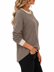 Suéter de cuello alto AL SWANS INTERNATIONAL para otoño, tejido de nailon/acrílico, anti-pilling, manga larga, con bloques de color, grueso, para mujer - Product Image 6
