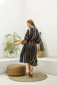 Handmade Boho Style Tie <b>Dye</b> Silk Kimono Maxi Dress Floral Long Sleeves Floor-Length Wrap for Summer Vacation Beach Cover Dress - Product Image 5