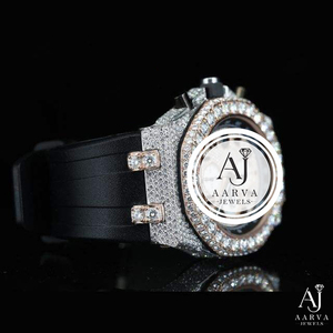Reloj de Pulsera de Lujo para Hombre con Incrustaciones de Diamantes, Mecánico Automático, Tourbillon, Cronógrafo, Correa de Cuero Negra Luminosa - Product Image 1
