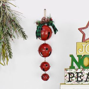 Ensemble de 4 grandes cloches rouges en métal Jumbo Extra Large, cloches suspendues pour la décoration de Noël - Product Image 6
