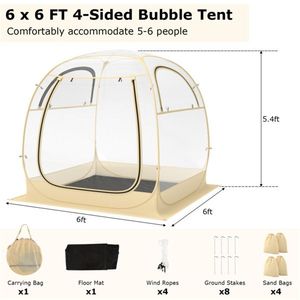 Tenda Sportiva Pop-up Automatica 6x6 TF con Borsa per il Trasporto e Tappetino, Doppio Strato in Materiale Oxford per Campeggio all'Aperto - Product Image 2