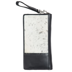 Women's Long Genuine Leather <b>Wallet</b> With Cowhide Print <b>Zipper</b> Closure Fashion Multifunctional Daily Use - Product Image 2