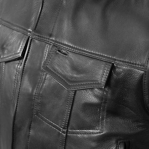 Veste en cuir pour moto Samroz Sports pour homme, noire, Chaos Premium, double fermeture - Product Image 3