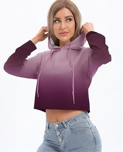 Sweat-shirt à capuche pour femme, coupe slim, dégradé de couleurs, style color block - Product Image 4