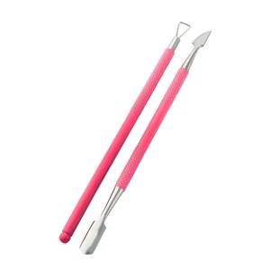 Pousse-cuticules double embout en acier inoxydable avec manche rose – Outil de manucure réutilisable à double tête pour l'élimination des cuticules - Product Image 4