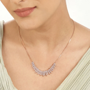 Synthetic Loose Stone Emerald Cut F Color BIS Hall Marked 1.00-3.00 Carat Lab Grown Rose Gold Ethnic Bamboo Pendant <b>Necklace</b> - Product Image 6