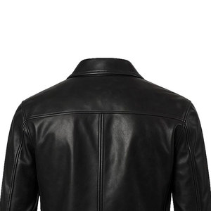 Blouson moto personnalisable en cuir véritable pour homme, col rond, fermeture éclair, coupe ample, longueur standard, idéal pour l'hiver - Product Image 4