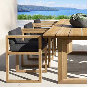 Mesa de Comedor Rectangular de Madera de Teca Sólida Más Vendida con Diseño Moderno; Duradera, Adecuada para Exteriores, Hoteles, Parques, Villas - Product Image 3