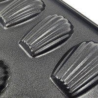 Moule à madeleines classique à 12 cavités, noir, estampage intégré, revêtement antiadhésif professionnel double face, en acier au carbone, compatible four