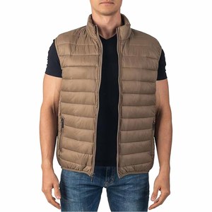 Chaqueta de invierno para hombre con cuello alto, sin mangas y bolsillo con cremallera, acolchada negra, tipo puffer de media manga - Product Image 4
