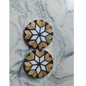 Premium Luxury Wood Resin Coaster <b>Set</b> with Elegant Artistic Design for Coffee Mugs <b>Tea</b> <b>Cups</b> and Stylish Home Table Protection - Product Image 5