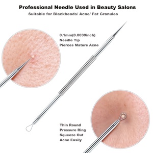 Outil de beauté pour éliminer les boutons, aiguille de nettoyage du visage à double extrémité, aiguille pour enlever les points noirs, extracteur d'acné pour le visage de 12 cm - Product Image 4
