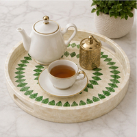 Plateau de service moderne écologique en nacre incrustée, plateau décoratif de luxe pour table basse