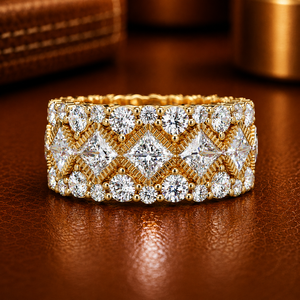 Anillo de Boda de Lujo con Corona de Diamantes Cultivados en Laboratorio de 8.65 Quilates y Oro Sólido de 14K, Estilo Princesa Imperial Real, para Mujer - Product Image 2