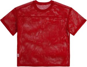 <b>Red</b> Mesh Short Sleeve T-Shirt Lightweight Polyester Crew Neck Casual Top Casual Football Jersey Shirts - Product Image 5