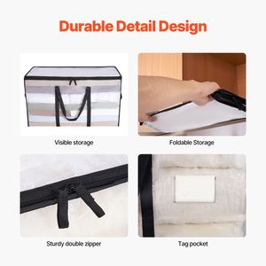 Set di 6 Contenitori di Stoccaggio in PVC da 90L con Manico Rinforzato, Organizzatori Pieghevoli per Armadio, Contenitori per Uso Domestico - Product Image 5