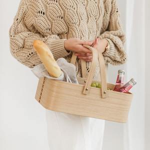 Panier de rangement en bois fait main, écologique et personnalisable, avec poignées, pour fruits et légumes, design moderne et décoratif - Product Image 5