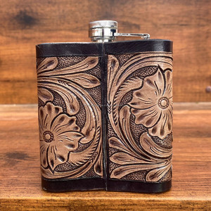 ขวดวิสกี้พกพาสำหรับบรรจุในกล่องเครื่องดื่มแอลกอฮอล์กลางแจ้งทำจากหนังเครื่องมือทำจากสเตนเลสขนาด8ออนซ์ใหม่ - Product Image 6