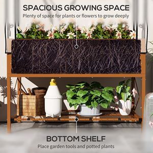 Raised Garden Bed with Legs and Cover Metal Elevated <b>Planter</b> <b>Box</b> with Bottom Shelf and Liner for Vegetables Brown - Product Image 5