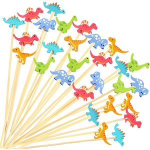4.7 Spiedini a Forma di Dinosauro 300 Pezzi, Bastoncini di Bambù per Frutta, Spiedini per Sandwich, Stuzzicadenti Decorativi e Antipasti per Decorazioni per Feste - Product Image 1